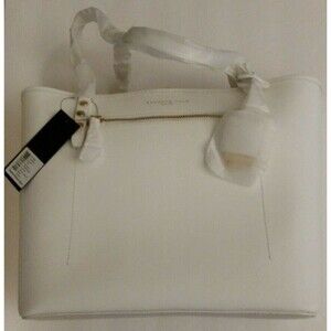 Kenneth Cole Women's Dover Street White Leather Tote Bag, Purse & Dust Cover New